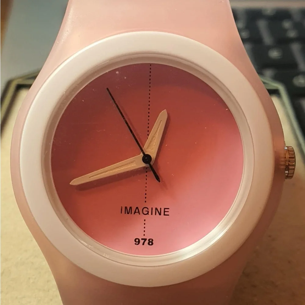 🦋10/$20🦋 Imagine Pink/White Silicone Women's Watch